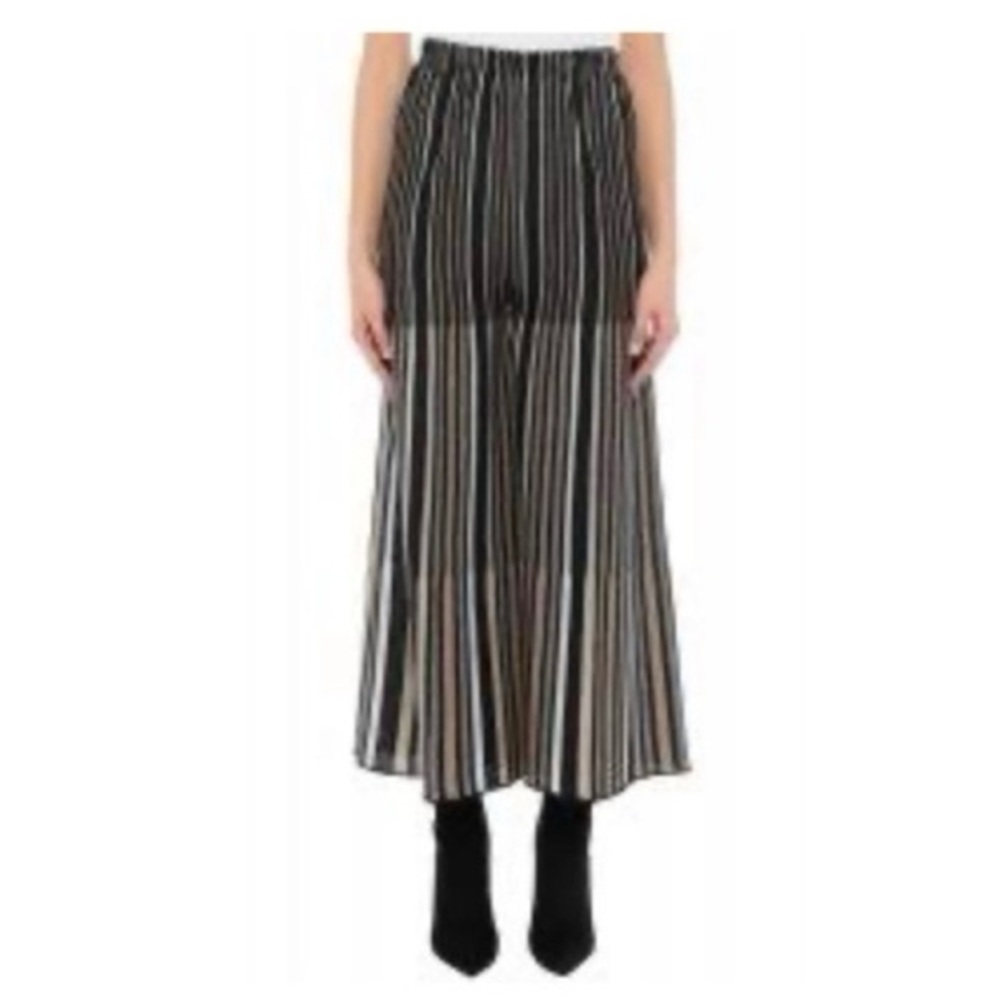 Viki-And Metallic Stripe‎ Wide Leg Cropped Pants